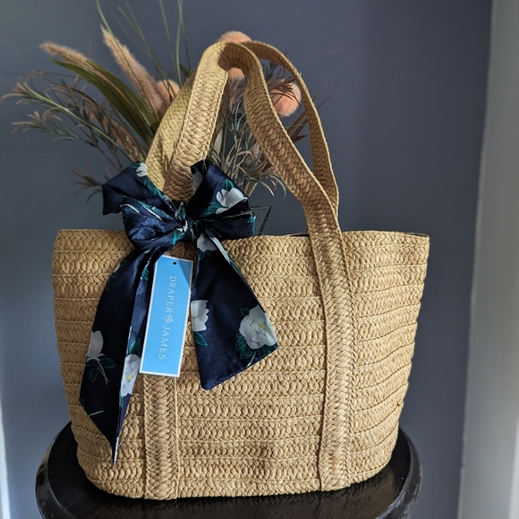 Draper James Handbags - Draper James Everyday Straw Bag with Coordinating Scarf